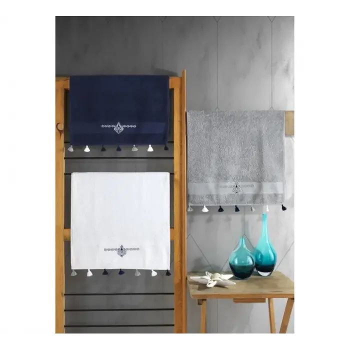 Cotton Box Fit V2 50x90 3lü Havlu Seti Lacivert/Beyaz/Gri