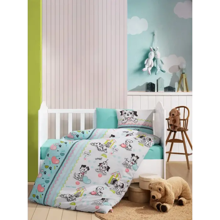 Cotton Box Flanel Bebek Nevresim Takımı Dalmaçyalı Mint