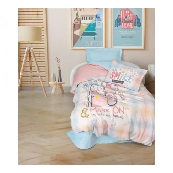 Cotton Box Genç Ranforce Nevresim Takımı Tek Kişilik Smile Mint