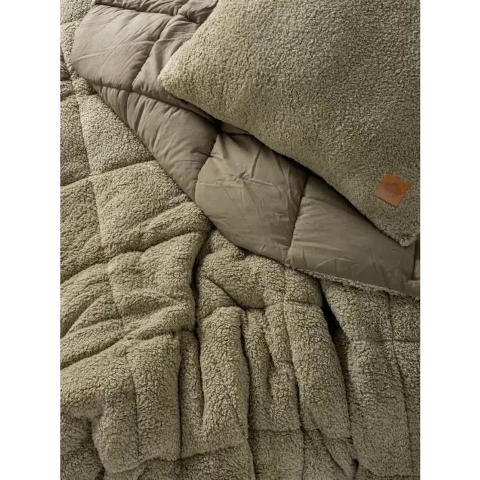 Cotton Box Peluş Çift Kişilik Yorgan Seti Taş