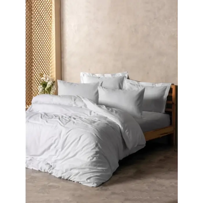 Cotton Box Plain Plaid Çift Kişilik Nevresim Takımı Beyaz