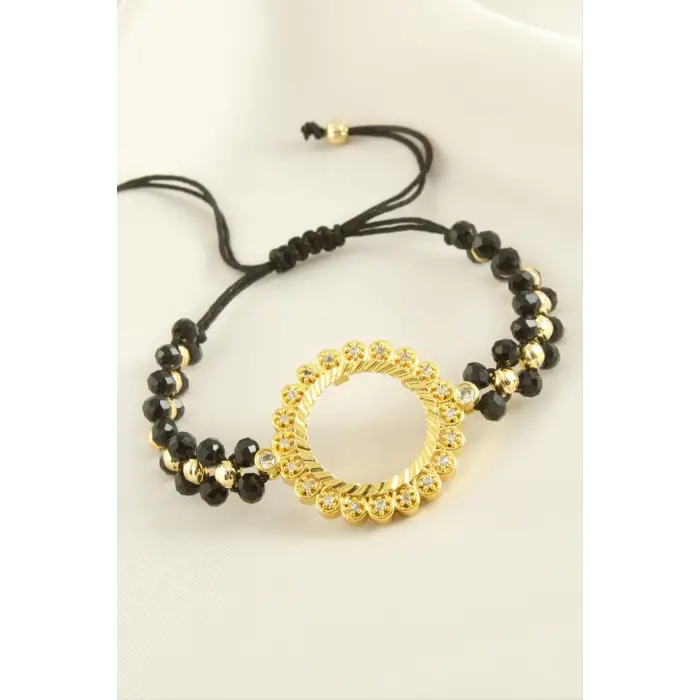 Çeyrek Altın Koyulabilir Kristal Taşlı Bileklik