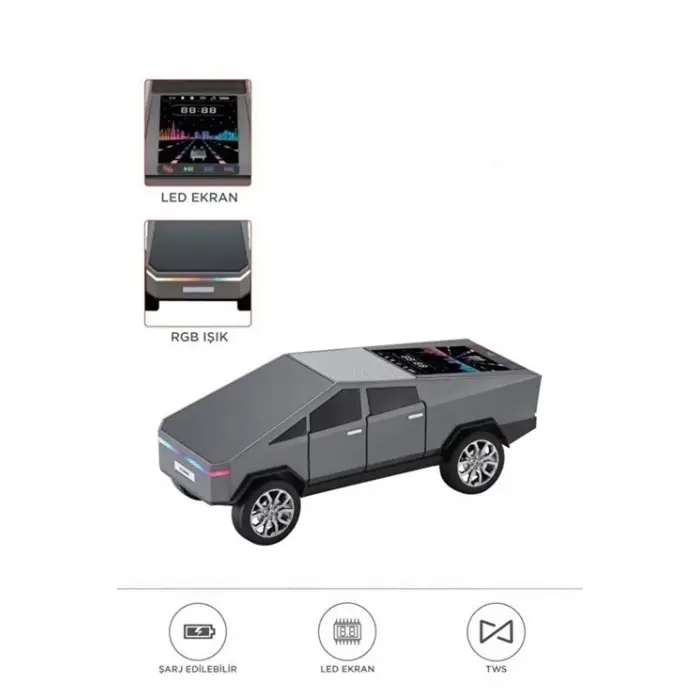 D68 Cyber Model Araba Tasarımlı Bluetooth Hoparlör 15w Güçlü Ses Rgb Led /tws/usb Gri