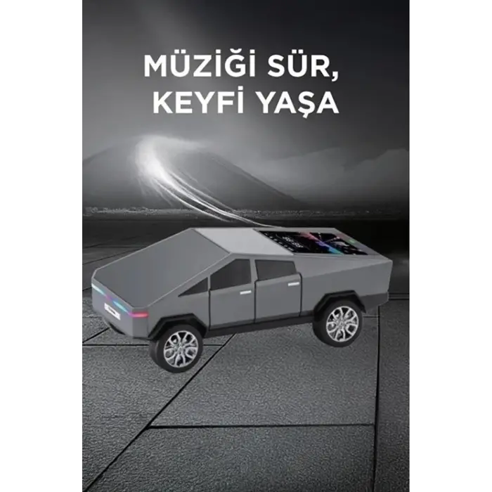 D68 Cyber Model Araba Tasarımlı Bluetooth Hoparlör 15w Güçlü Ses Rgb Led /tws/usb Gri