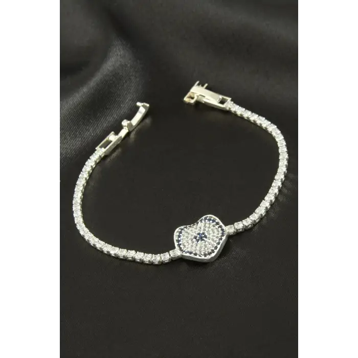 Dalgalı Oval Zirkon Taşlı Çocuk Bileklik 16 cm