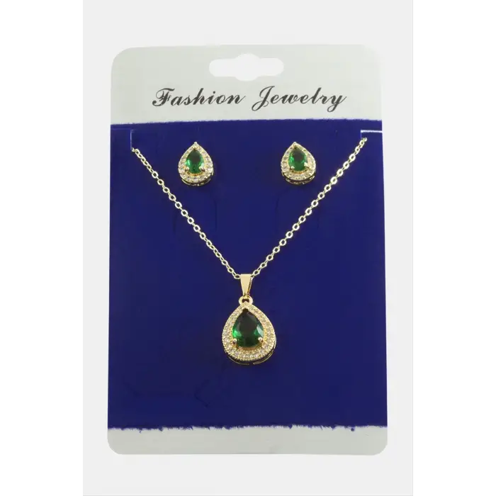 Damla Zirkon Taşlı Set Kolye