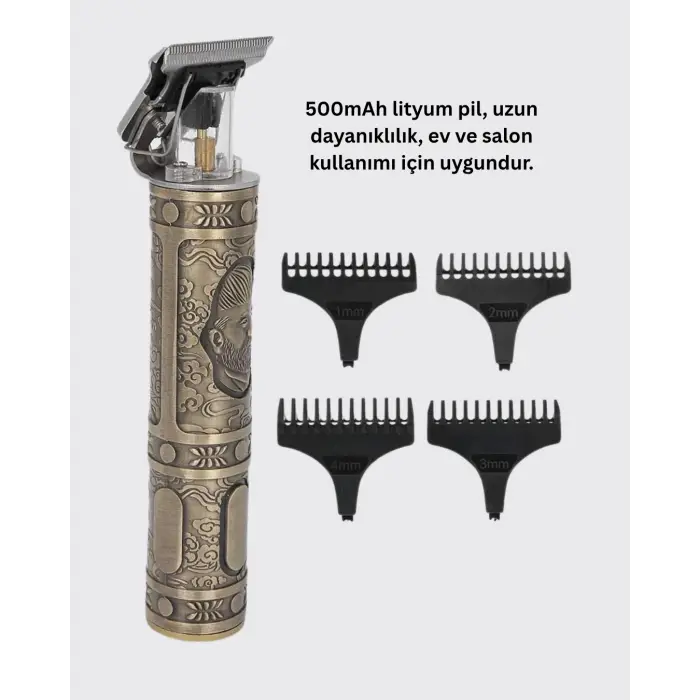 Dayanıklı Çelik Kafa ve Güçlü Motorlu Saç Sakal Makinesi