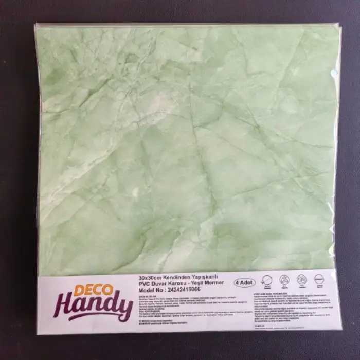 Decohandy 30x30 Cm Pvc Duvar Karosu 4Lü Paket - Yeşil Mermer