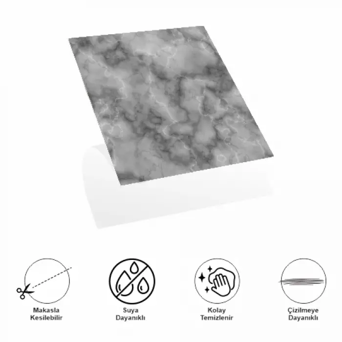 DecoHandy  Pvc Duvar Karosu 30x30cm 4lü Paket - Mermer Desenli Siyah 0,36m2