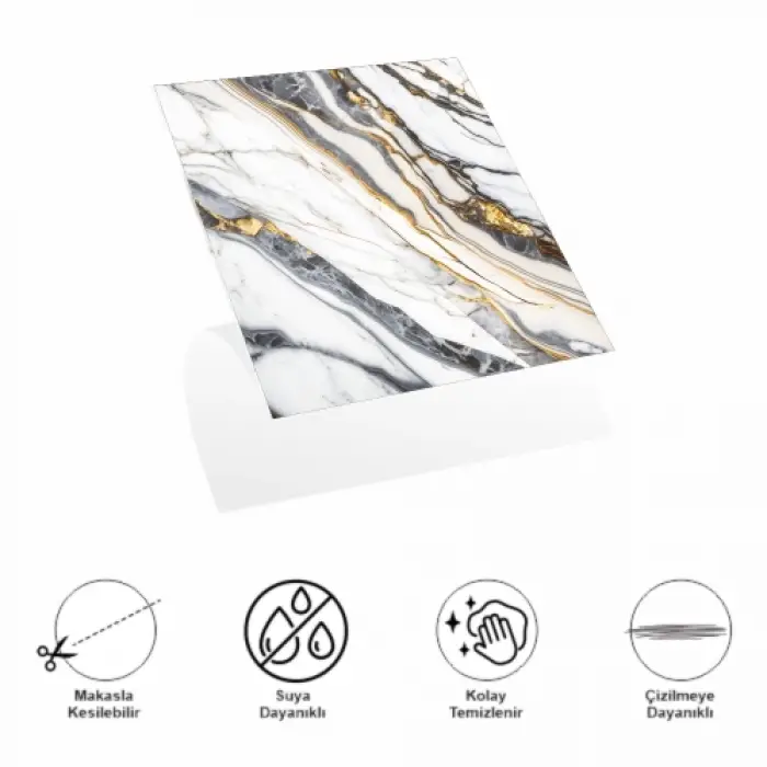 DecoHandy Pvc Yapışkanlı Yer Karosu 30x30cm 4Lü Paket - Beyaz İnci 0,36m2