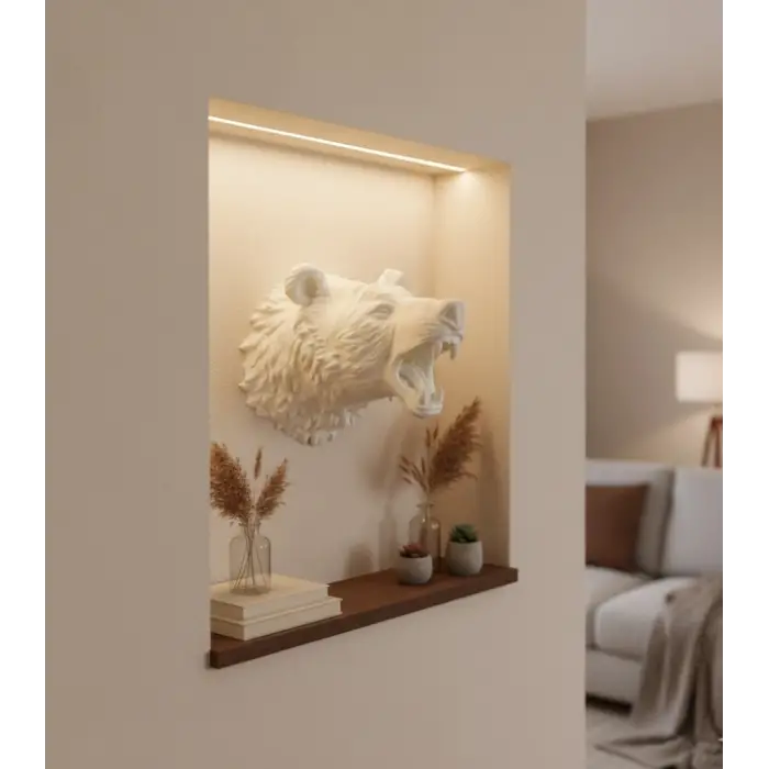 Dekoratif Beyaz Ayı Duvar Heykeli Asılabilir Hediyelik 25x19 cm