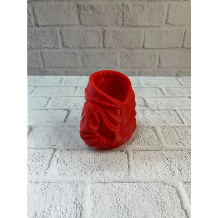 Dekoratif Kırmızı Hoodie Kalemlik 10x10 cm