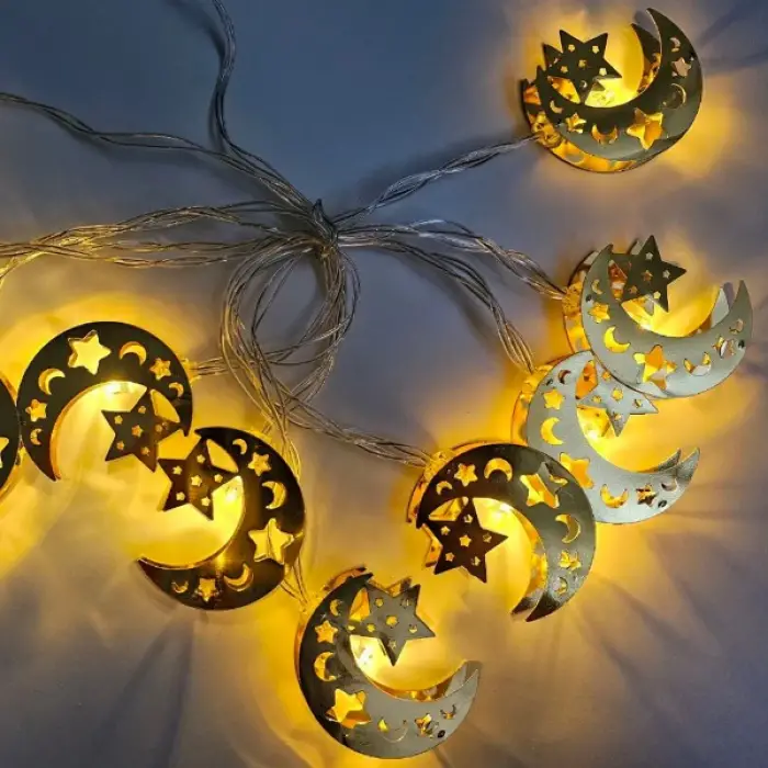Dekoratif Ramazan LED Işık 2 Metre Gold Metal