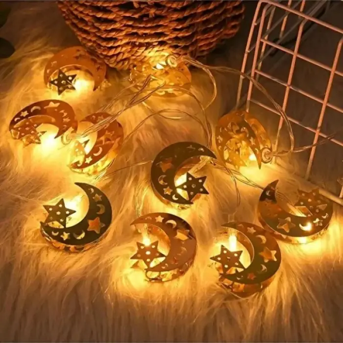 Dekoratif Ramazan LED Işık 2 Metre Gold Metal