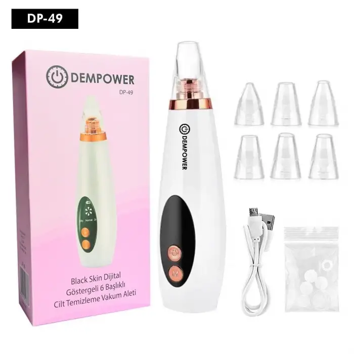 Dempower Black Skin Dijital Göstergeli 6 Başlıklı Cilt Temizleme Vakum Aleti