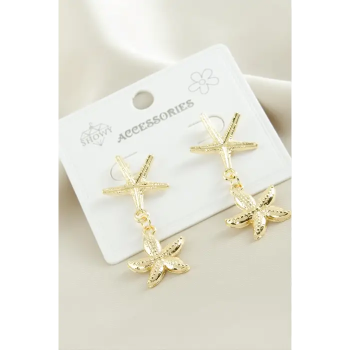 Deniz Yıldızı Çiçek Metal Küpe