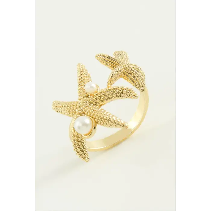 Deniz Yıldızı İnci Metal Yüzük