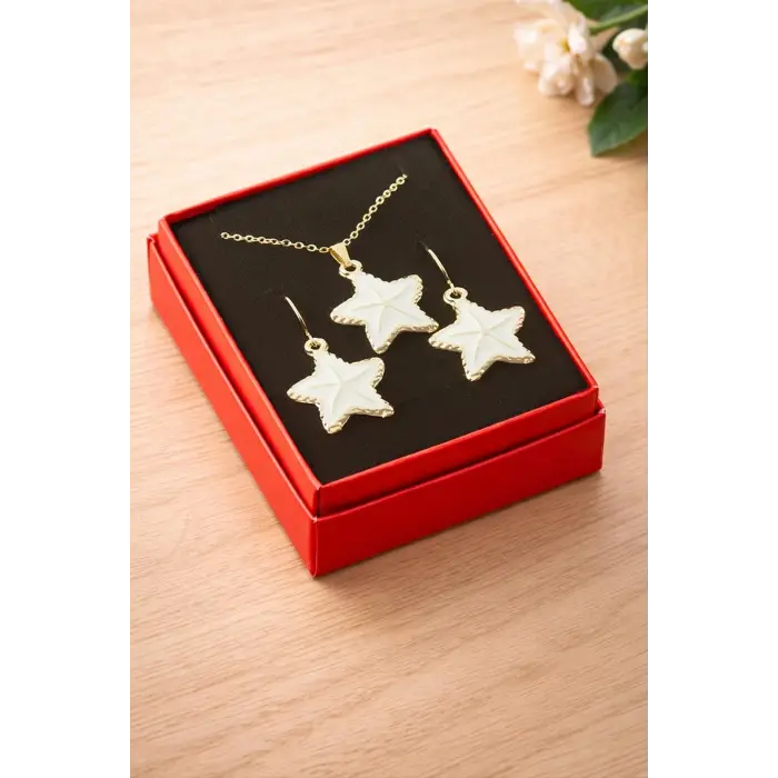 Deniz Yıldızı Mineli Kutulu Kolye Set