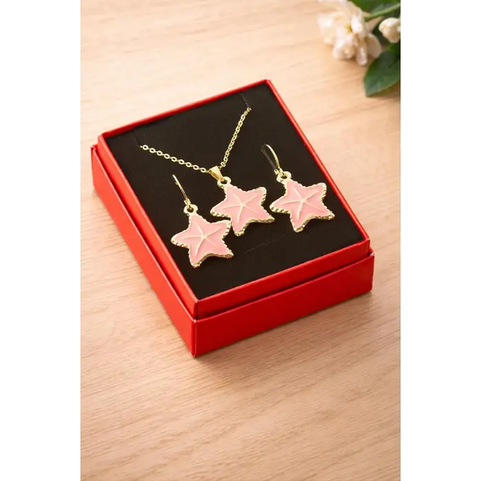 Deniz Yıldızı Mineli Kutulu Kolye Set