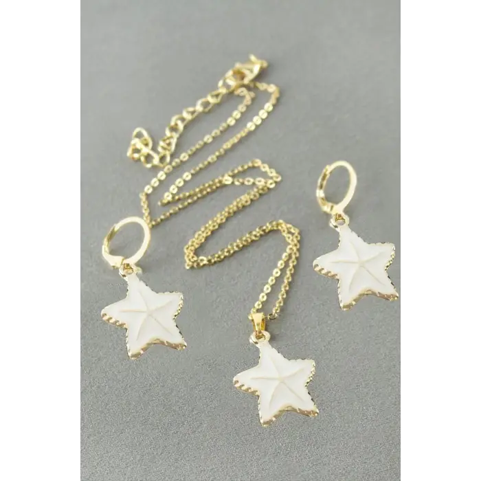 Deniz Yıldızı Mineli Kutulu Kolye Set