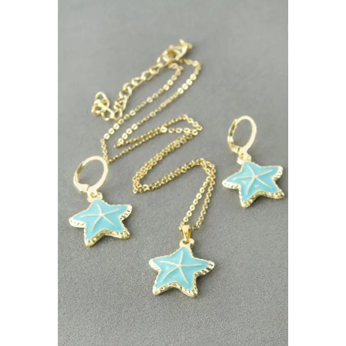 Deniz Yıldızı Mineli Kutulu Kolye Set