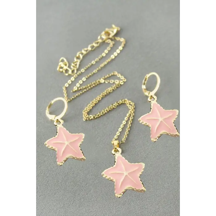 Deniz Yıldızı Mineli Kutulu Kolye Set