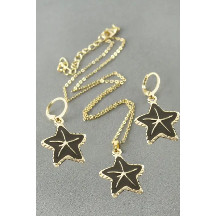 Deniz Yıldızı Mineli Kutulu Kolye Set