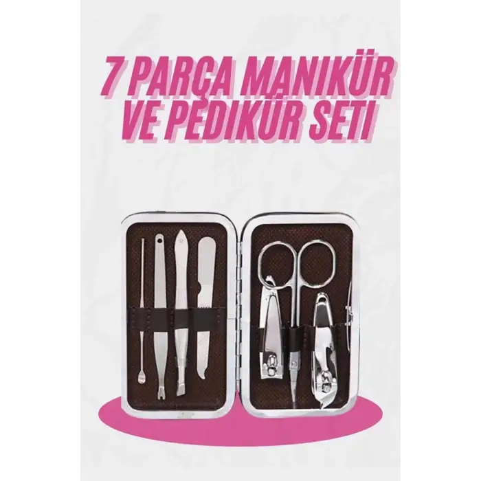 Deri Çanta Hediyeli 7 Parça Manikür-Pedikür Tırnak Bakım Seti