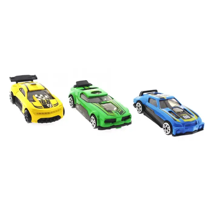 Die Cast Metal 3lü Yarış Arabaları Yeşil Araçlı