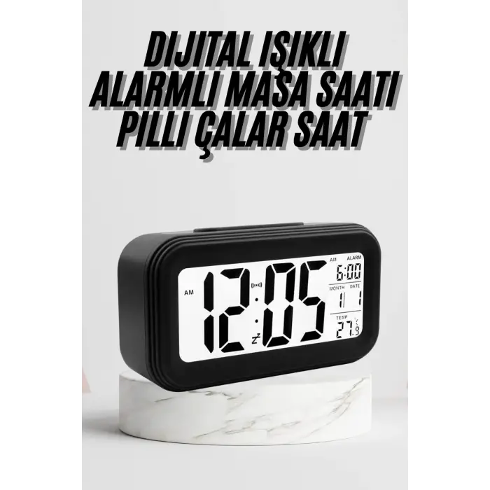 Dijital Masa Saati Termometre Takvim Led Ekran Pilli Ev Ofis Masası