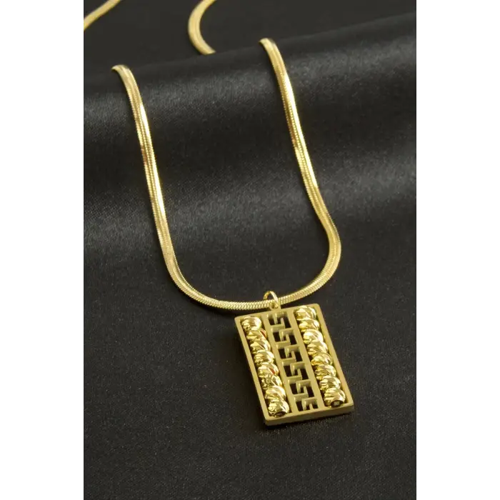 Dikdörtgen Dorika Lüks Çelik Kolye