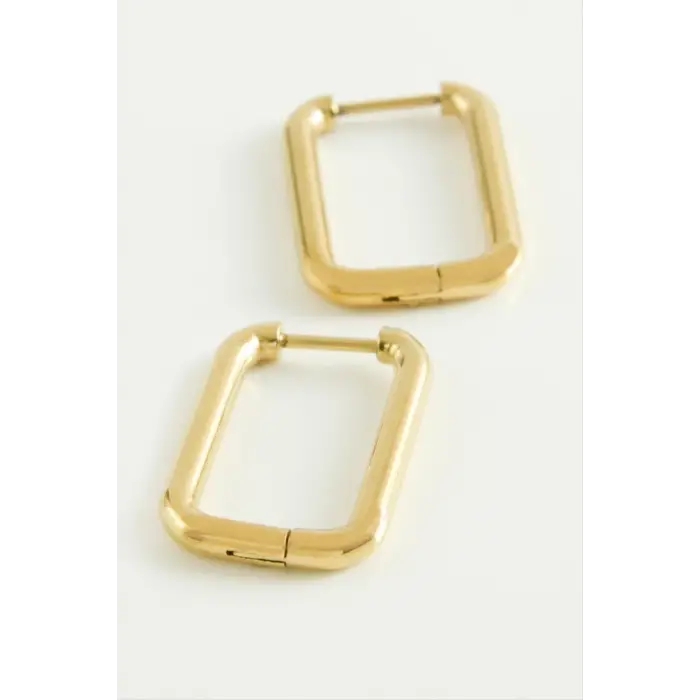 Dikdörtgen Lüks Çelik Küpe 2 cm