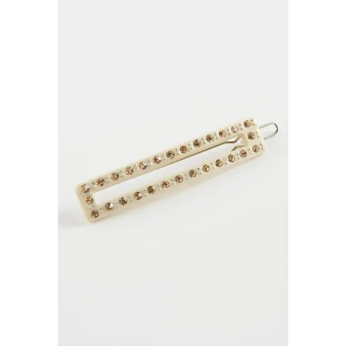 Dikdörtgen Taşlı Klipsli Toka