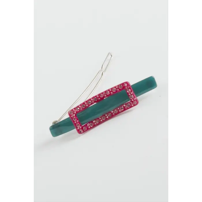 Dikdörtgen Taşlı Klipsli Toka