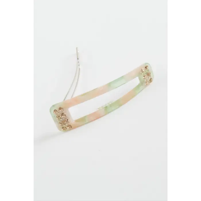 Dikdörtgen Taşlı Klipsli Toka