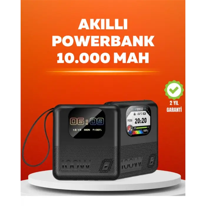 Dokunmatik Ekranlı 10.000 mAh Powerbank Saat Hoparlör Cihaz