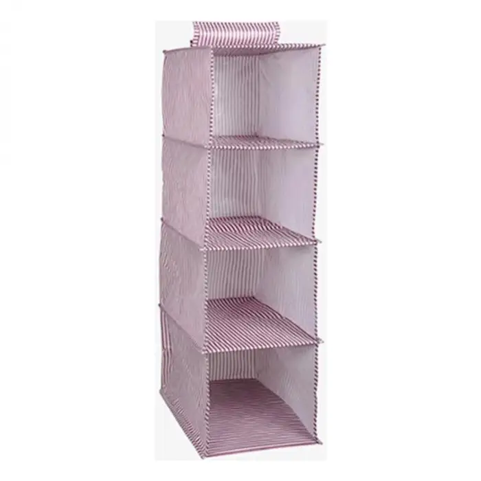 Dolap İçi Düzenleyici Katlanabilir Çok Amaçlı 4 Bölmeli Çizgili Bez Organizer (kahverengi)