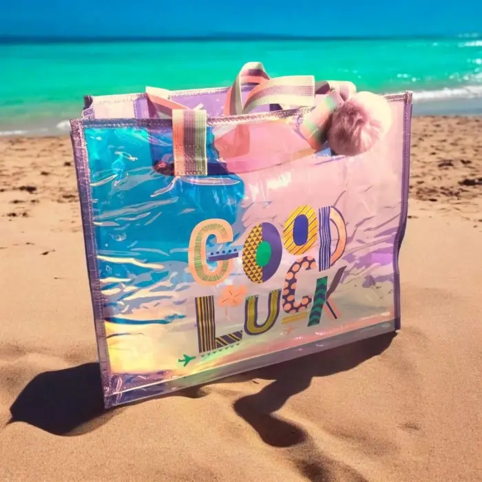 Dream Vest Şeffaf Hologram Mor Good Luck Büyük Omuz Çantası