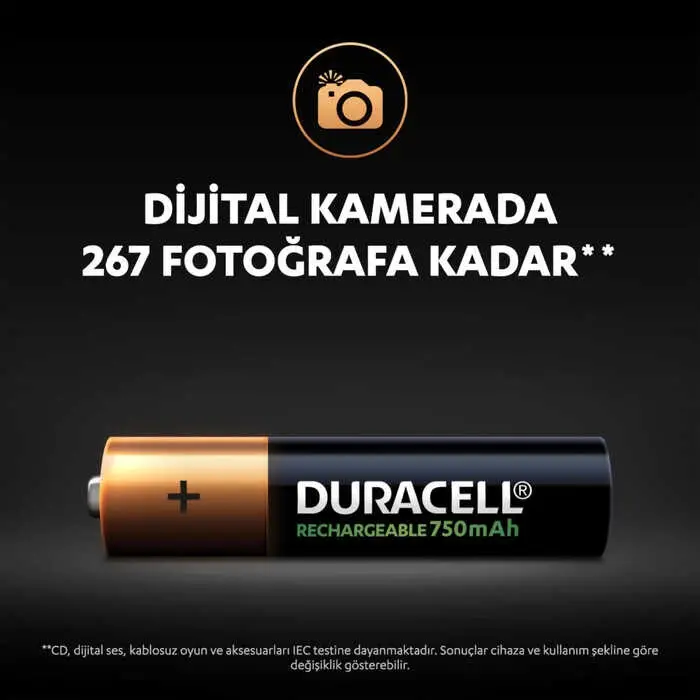 Duracell 750 Mah Şarjlı İnce Pil 2li