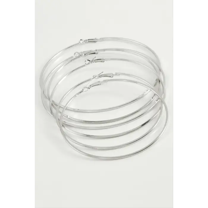 Düz Metal Halka Küpe 6 Adet