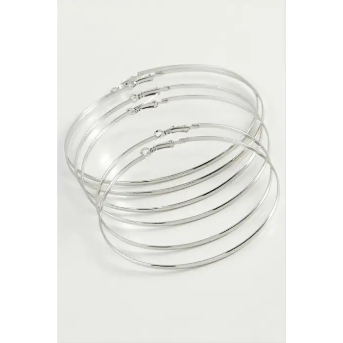 Düz Metal Halka Küpe 6 Adet