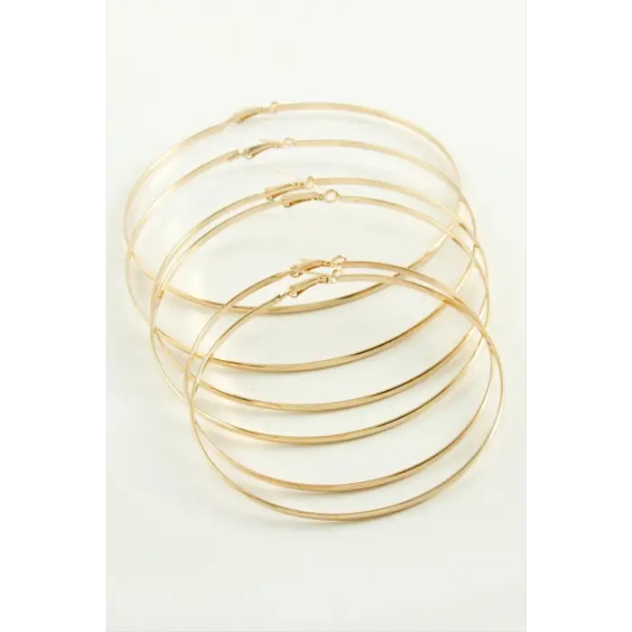 Düz Metal Halka Küpe 6 Adet