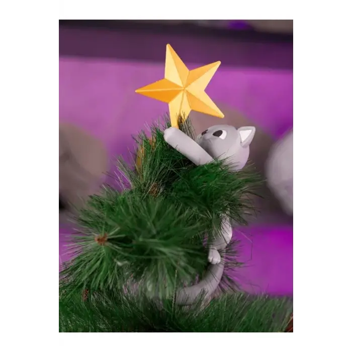 Eco Lounge Kedi Figürlü Ağaç Tepe Süsü 27 cm – Yılbaşı Büyük Boy Dekor