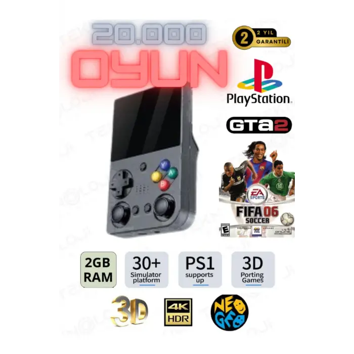 El Atarisi 3.5 UltraHd Ekran Gamepad Retro Atari PSP/PS1/NeoGeo Fıfa Gta 20.000 Games Oyun Konsolu