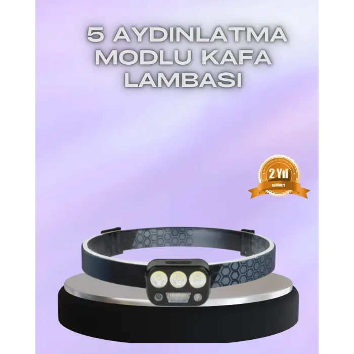 El Hareket Sensörlü Led Kafa Feneri 5 Mod Ayarlanabilir