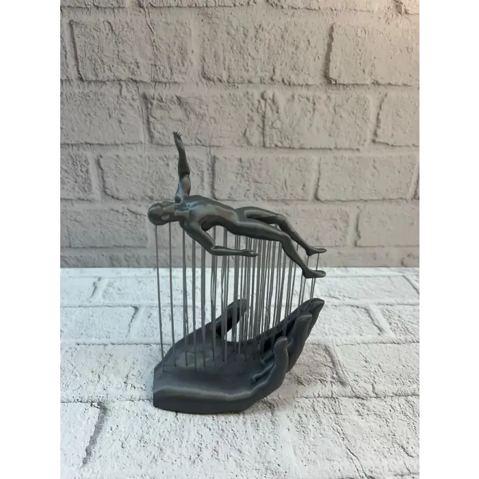 El İnsan Figürü Gri Modern Sanatsal Tasarım Salon ve Raf Dekorasyonu İçin Özel Biblo