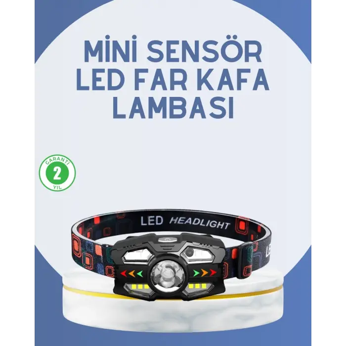 El Sensörlü Led Far Suya Dayanıklı Şarjlı Kafa Lambası