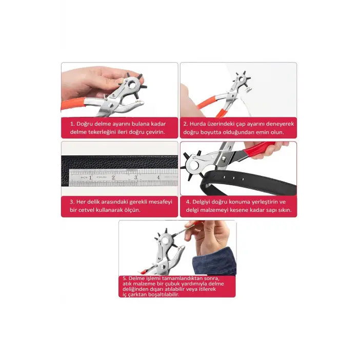 El Tipi Deri Delik Açma Pensesi Döner Başlıklı Kemer Delik Delici Alet Kemer Çanta ve Deri Delici