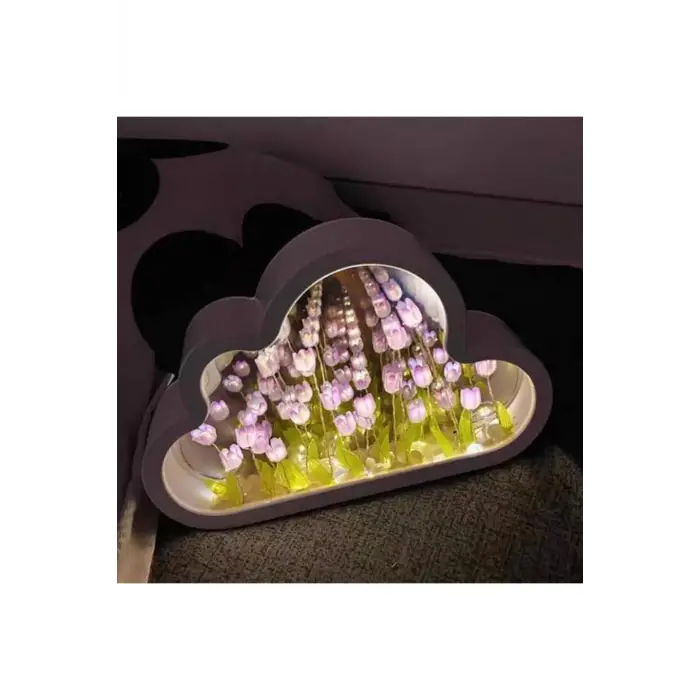 El Yapımı Lale Denizi Bulut Gece Lambası Büyük Boy