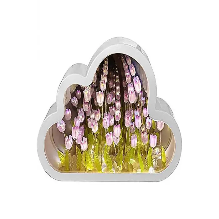 El Yapımı Lale Denizi Bulut Gece Lambası Büyük Boy